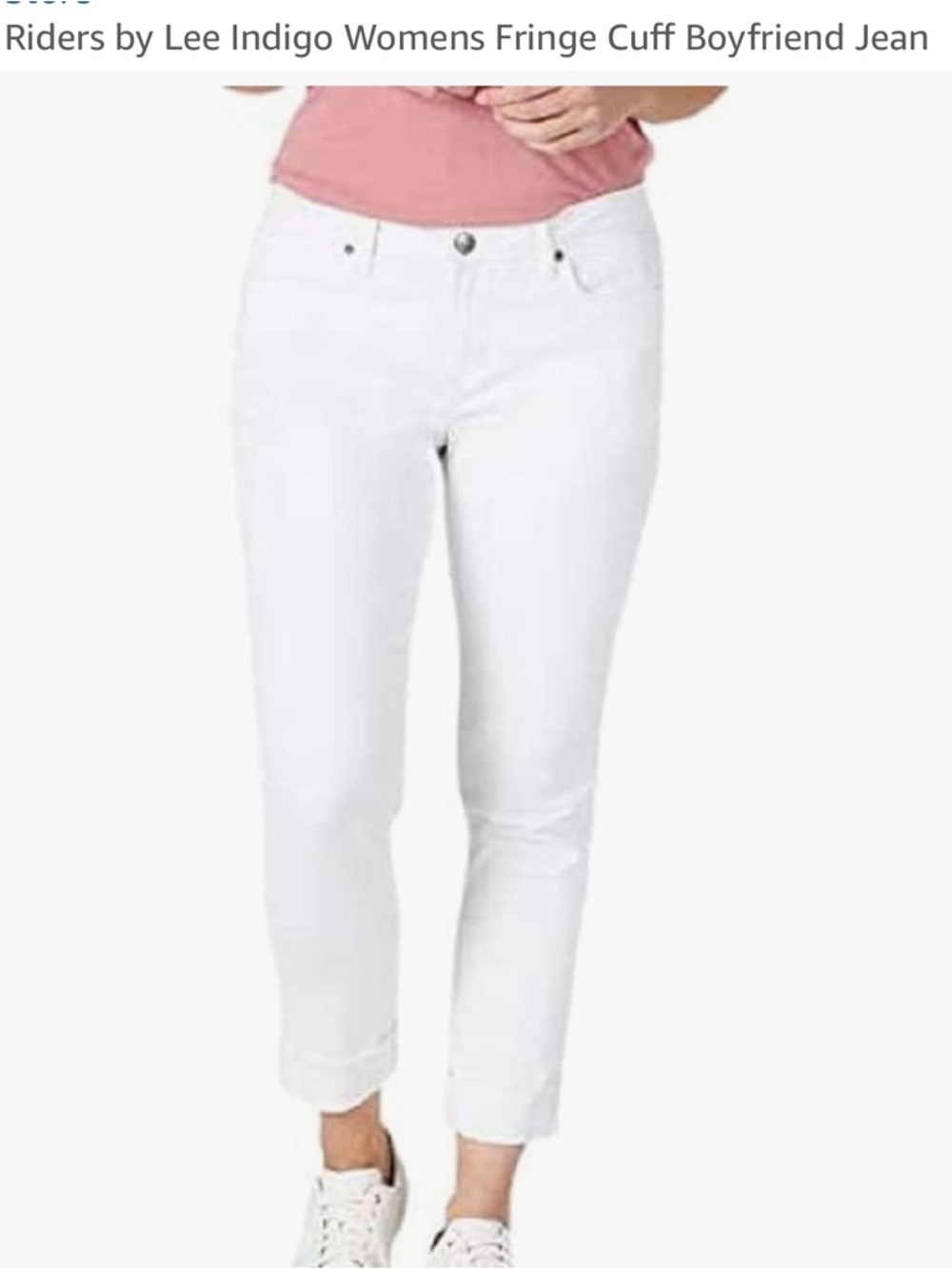 Riders by Lee White Cuffed Boyfriend Jeans